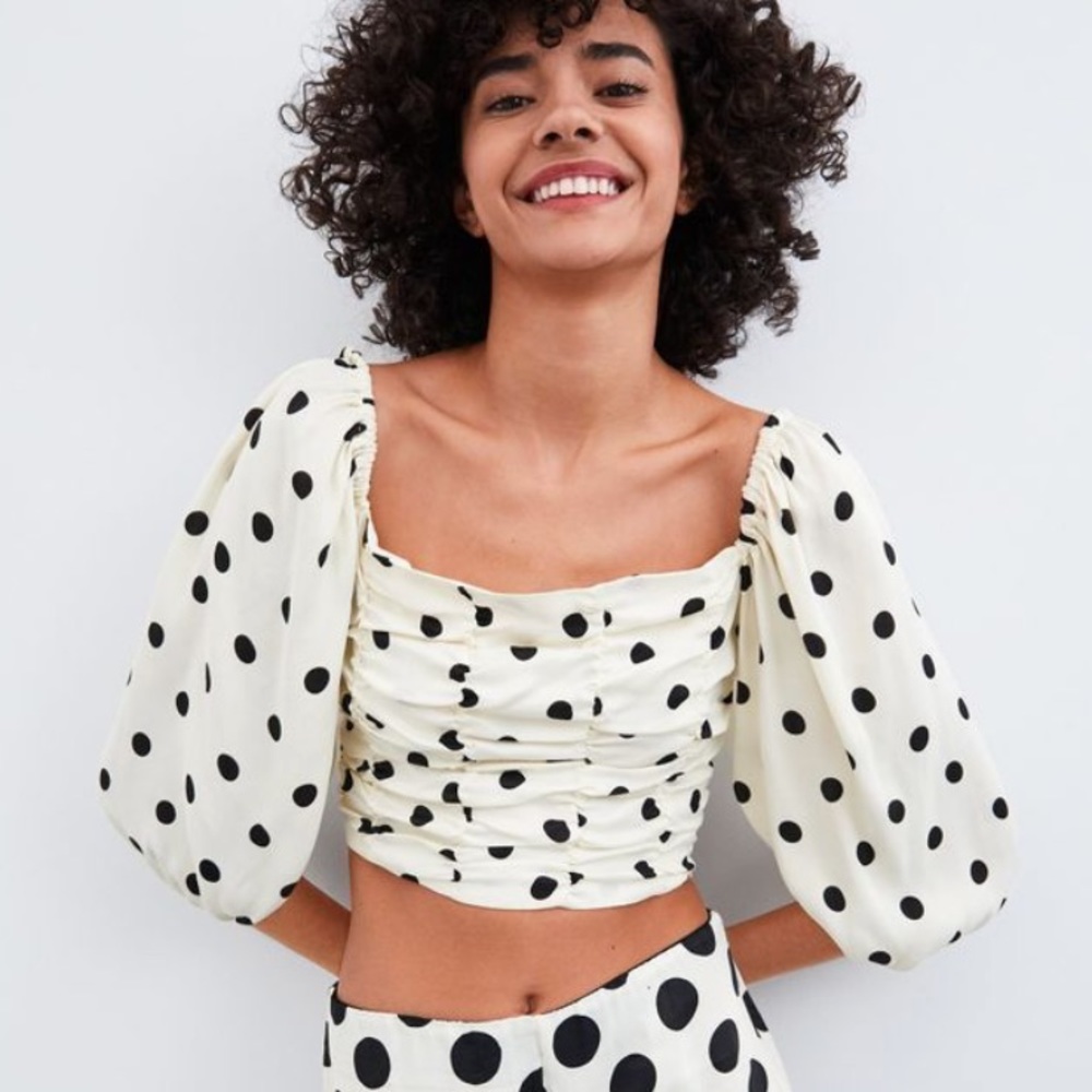 Zara Polka Dot Cropped shirt